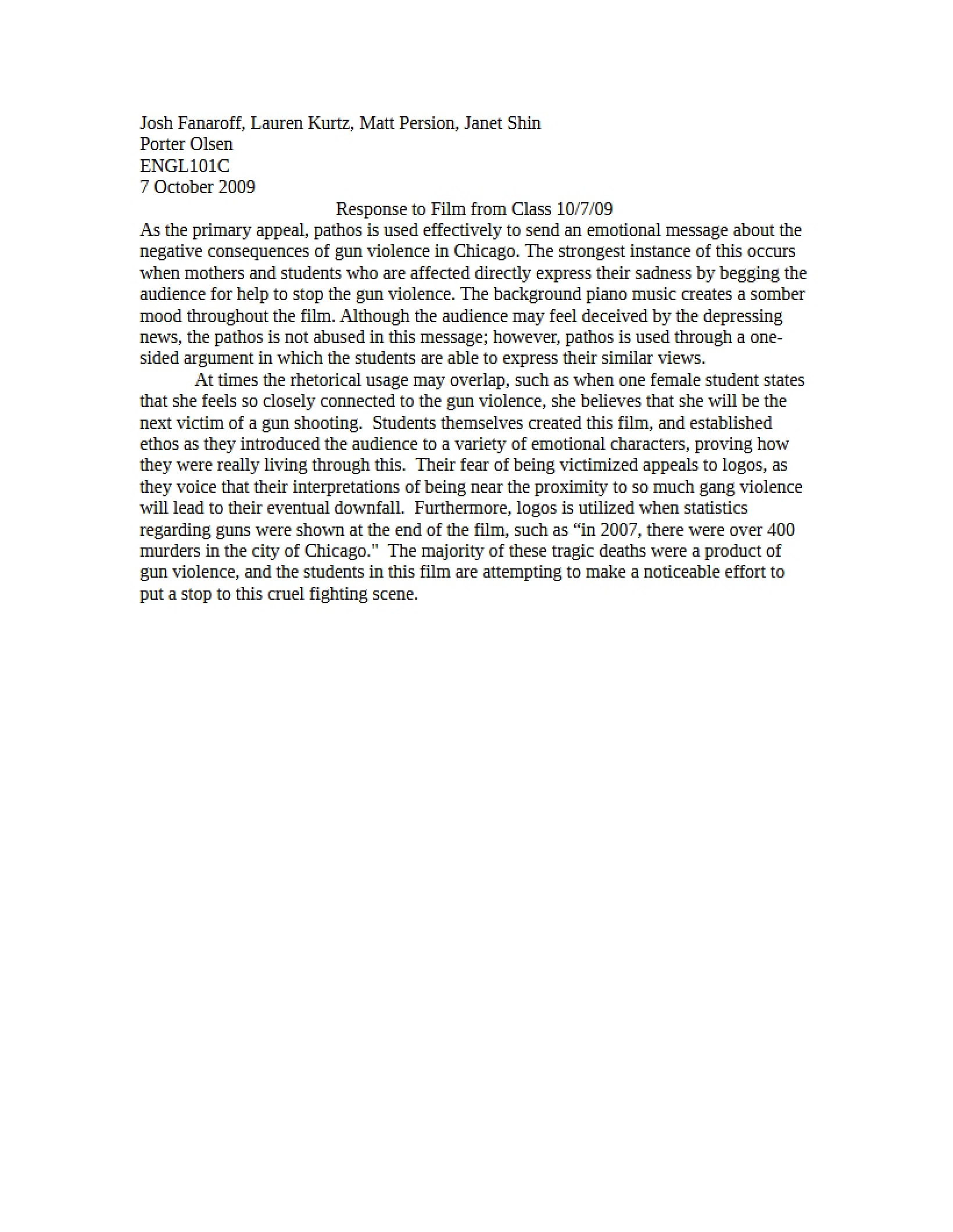 Class Film Response