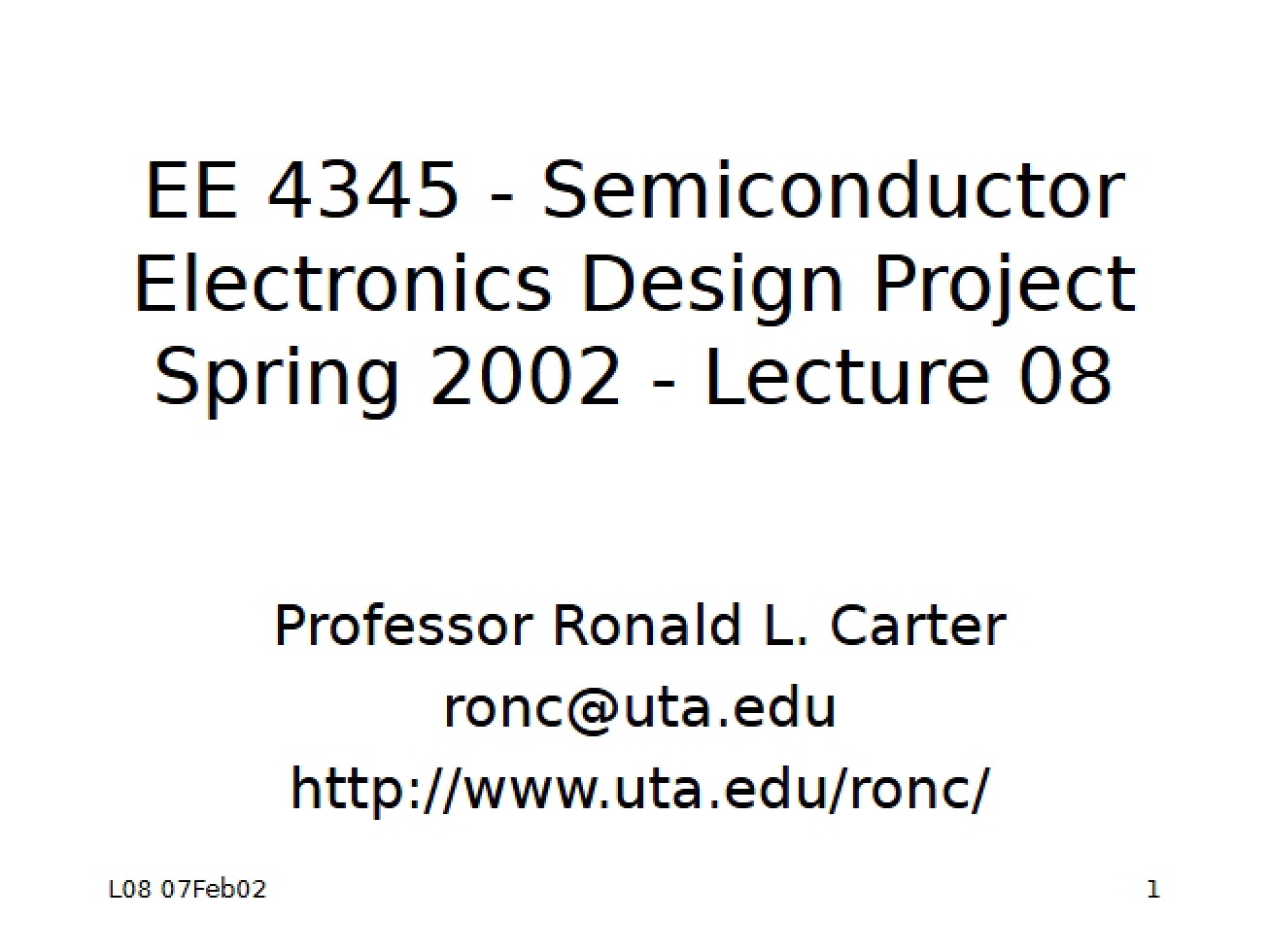 Lecture Eight Notes