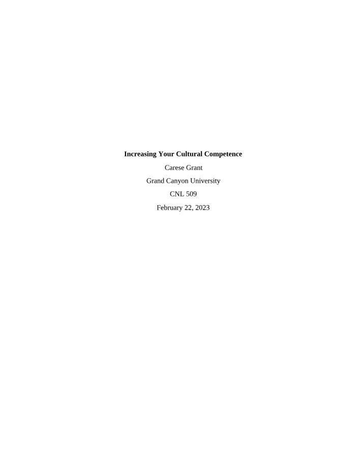 Increasing Cultural Competence by Carese Grant