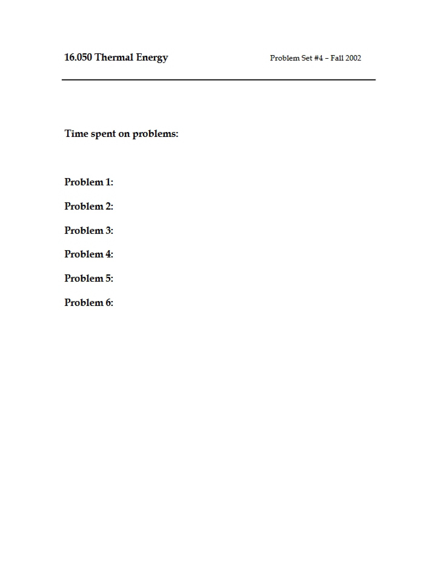 Fourth Problem Set