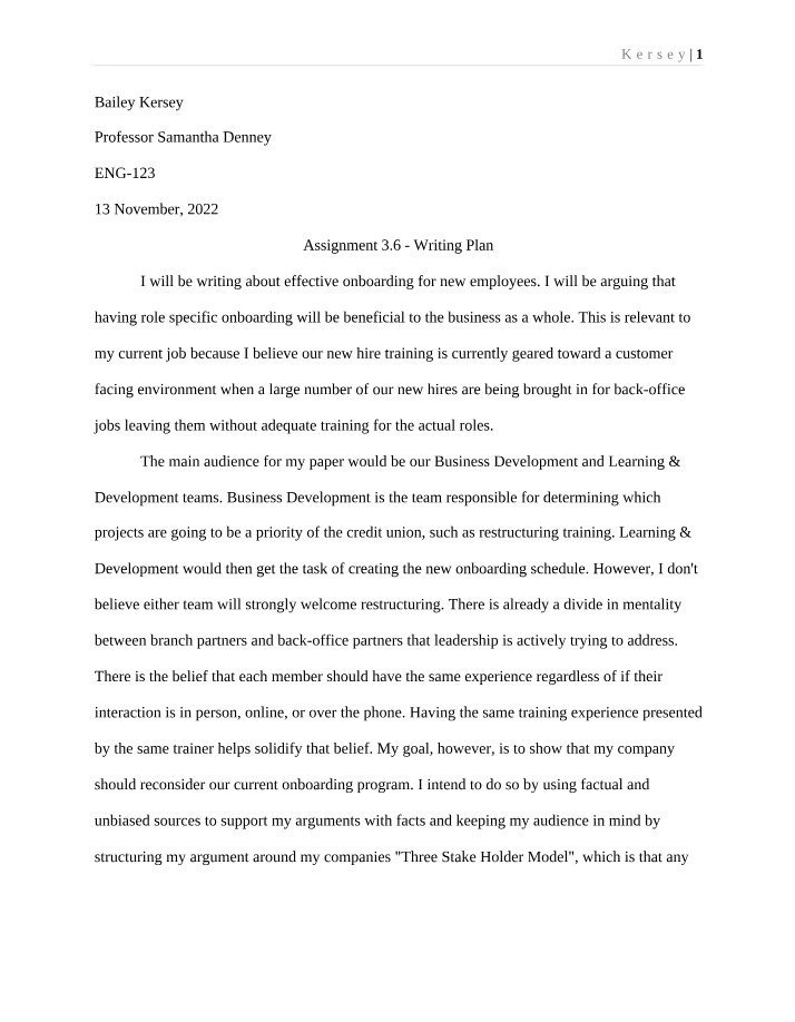 Writing Plan - Assignment 3.6