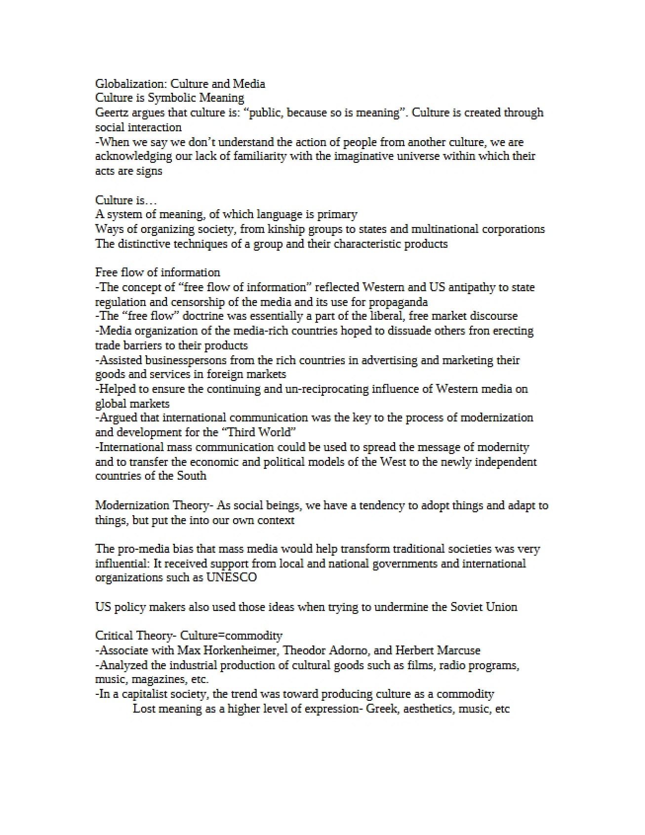 Culture and Media in Globalization