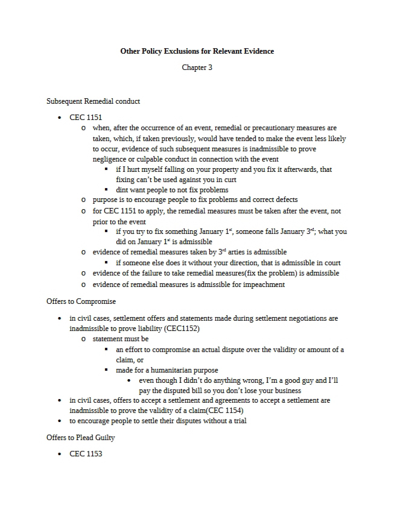 Courtroom Evidence Chapter Three