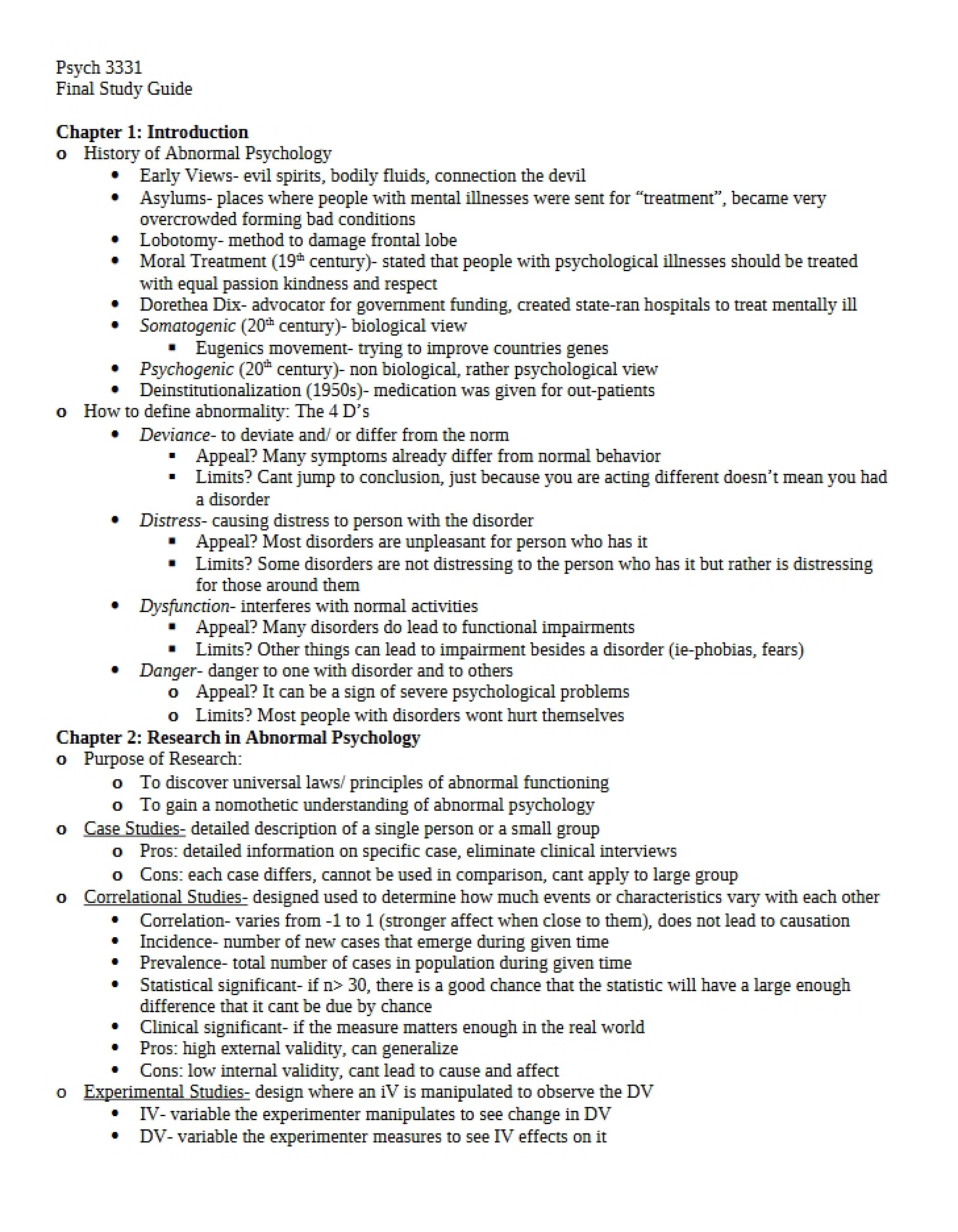 Guide for Final Review