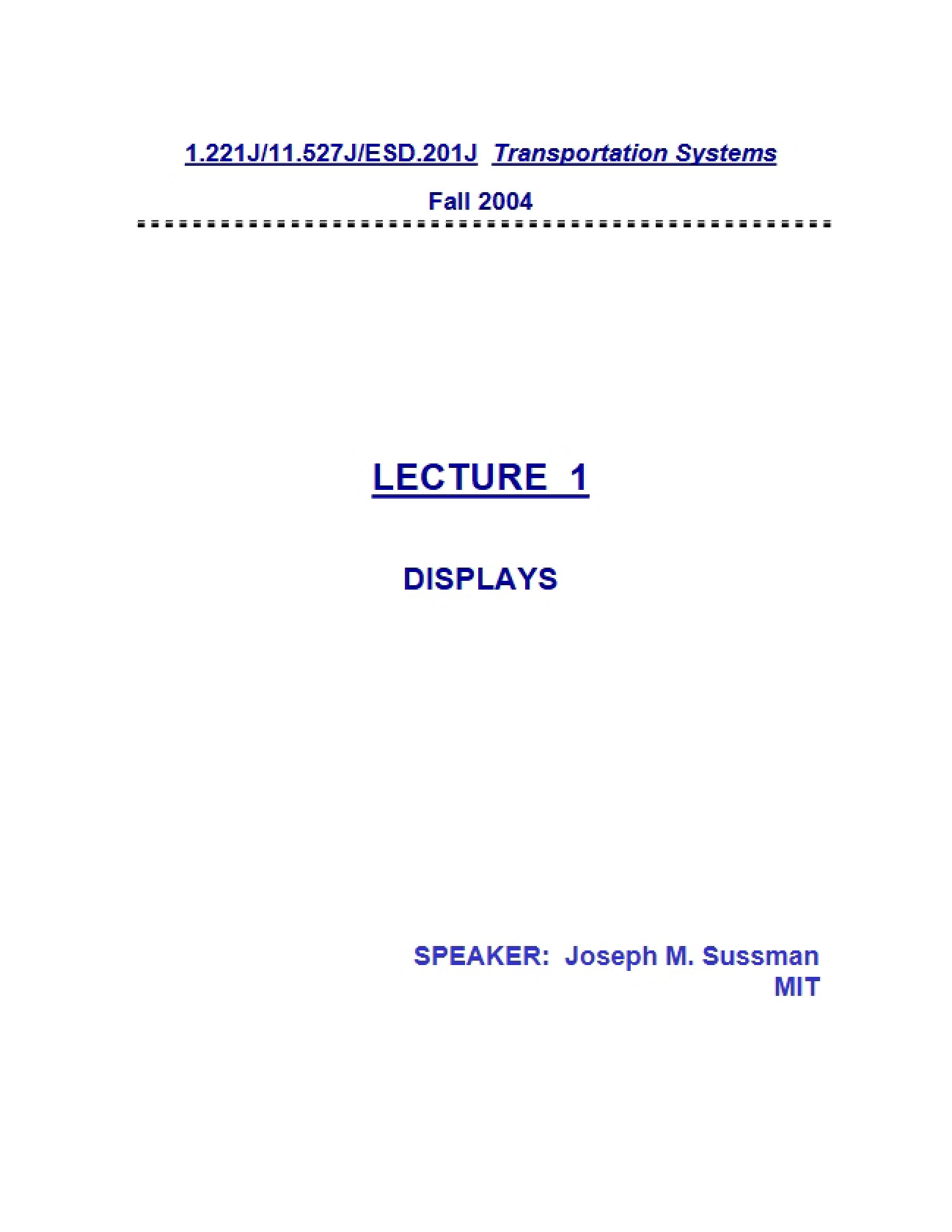 Displays: Lecture 1