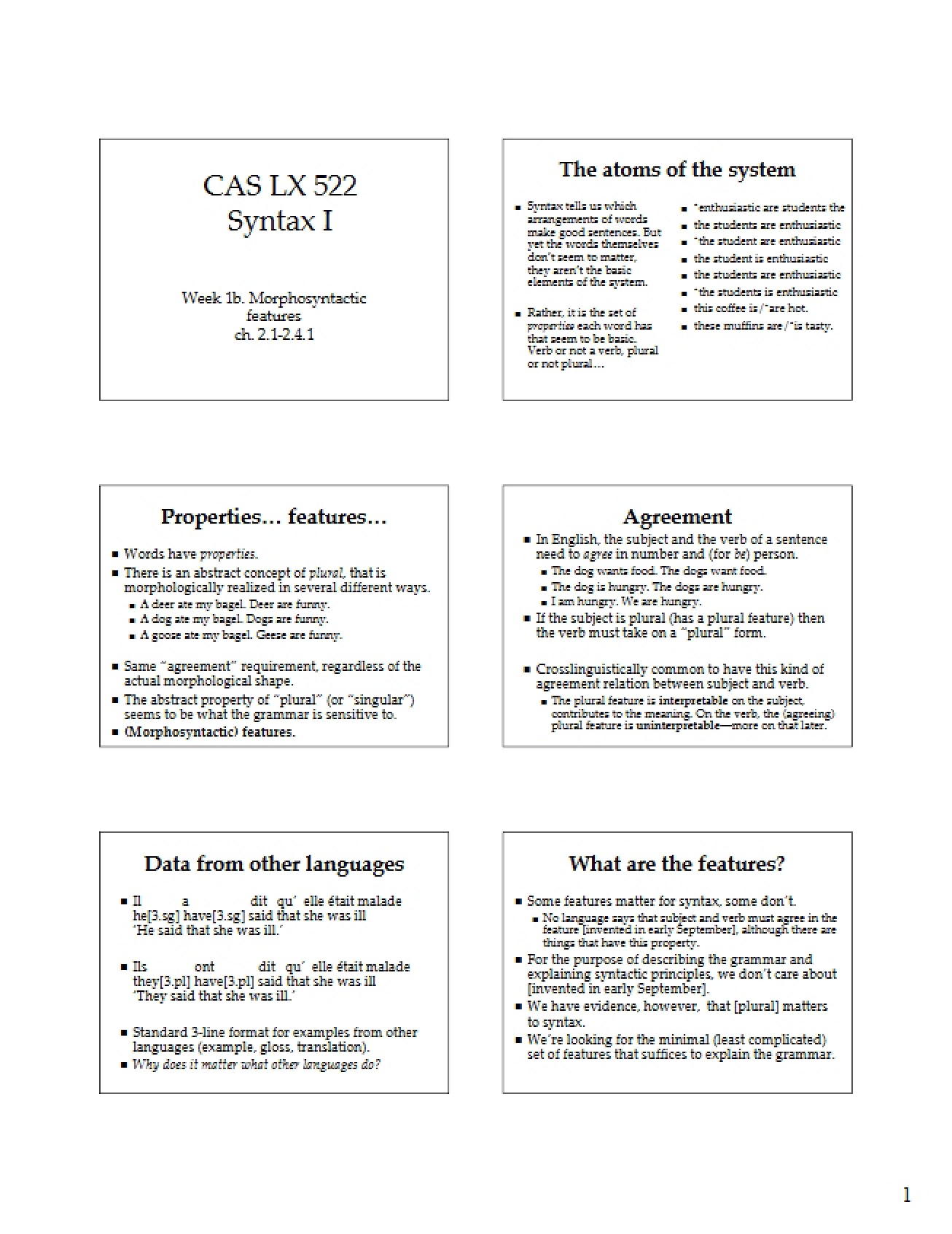 Introduction to Morphosyntactic Features