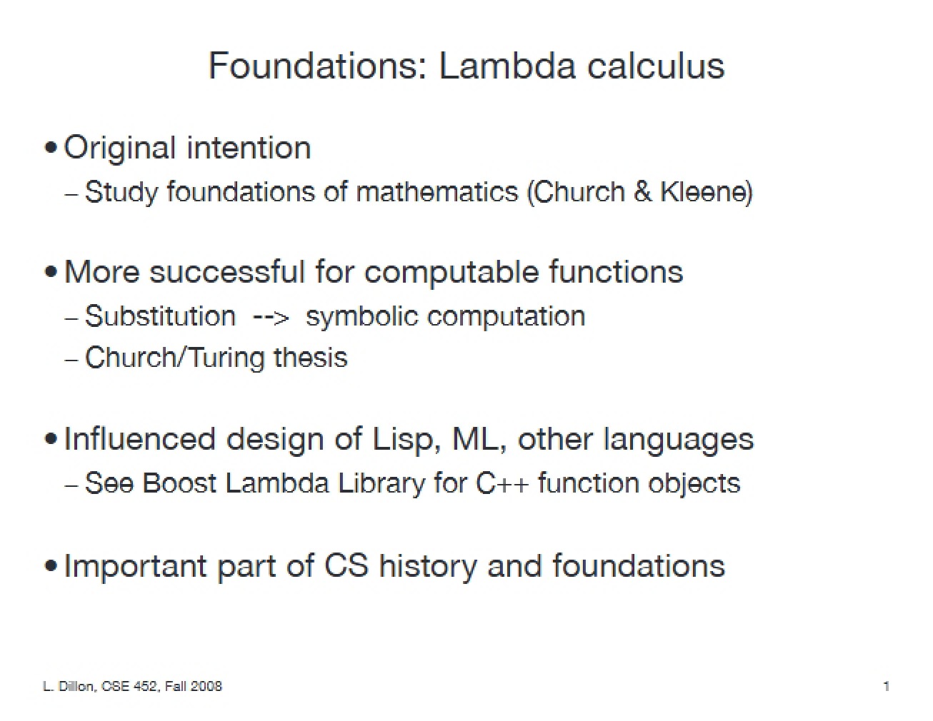 Lambda Calculus Foundations