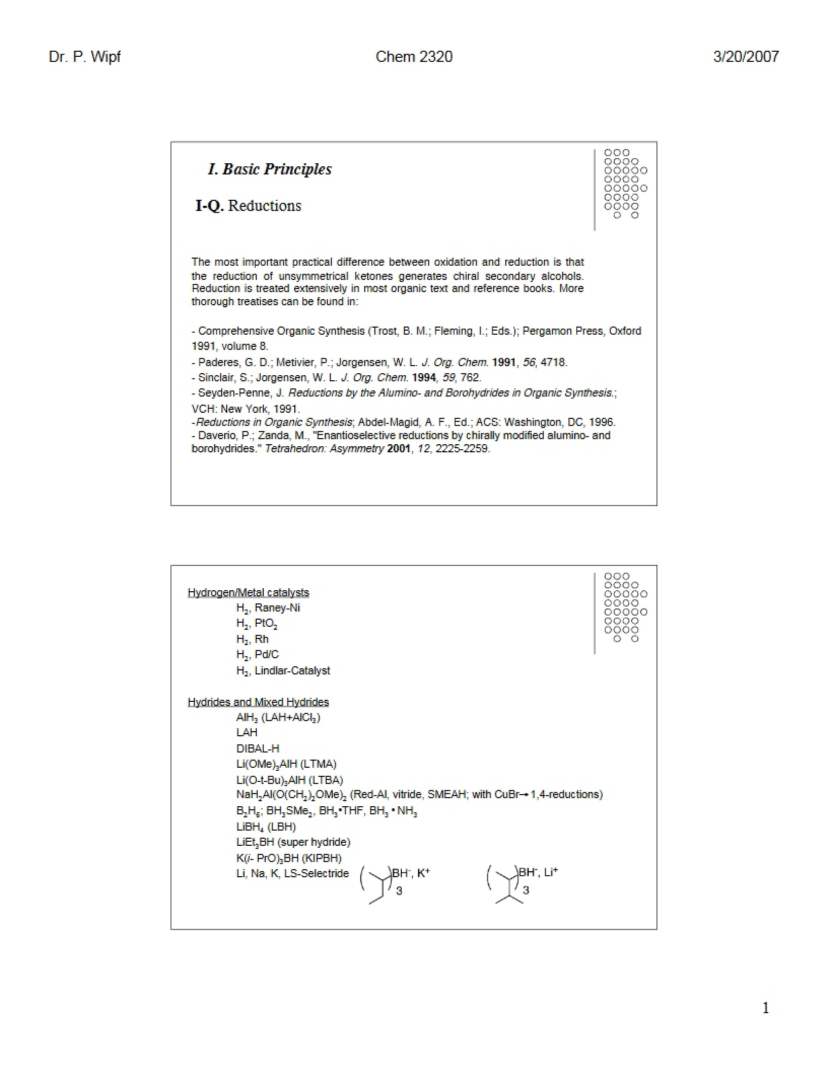 Chemical Reductions