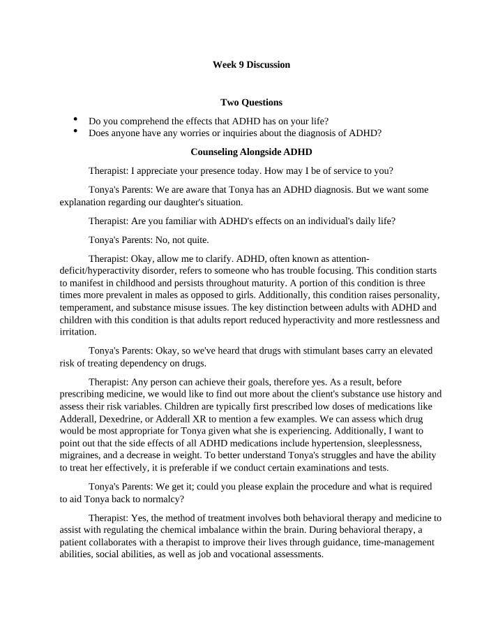 Treatment and Effects of ADHD - A Discussion