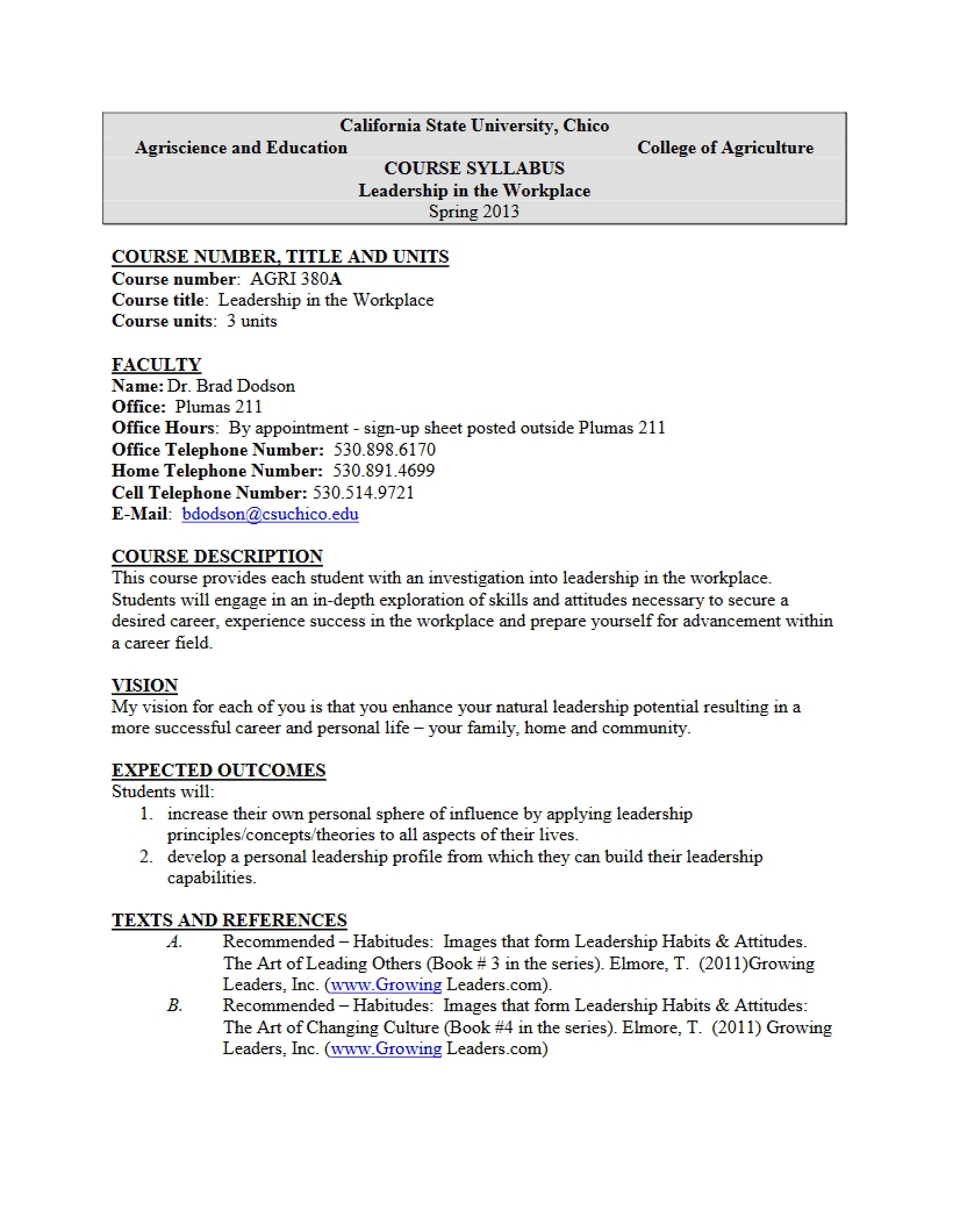 Fair Mgmt and Ag Leadership Syllabus