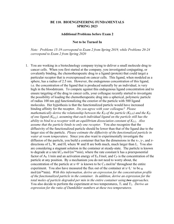 Mathematical Relationship of Ligand and Particle KD