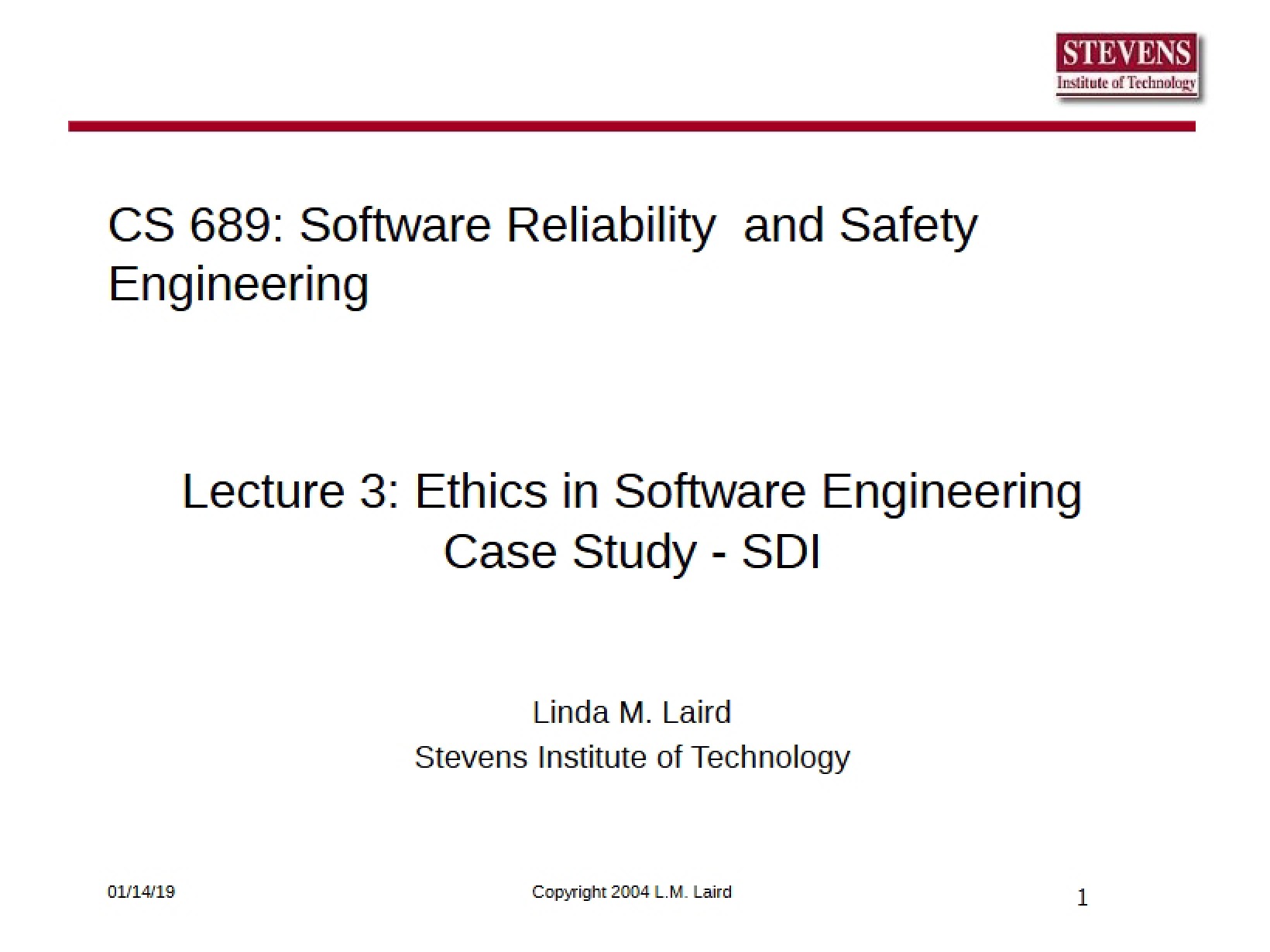 SDI Case Study Software Engineering Ethics (Lecture 3)