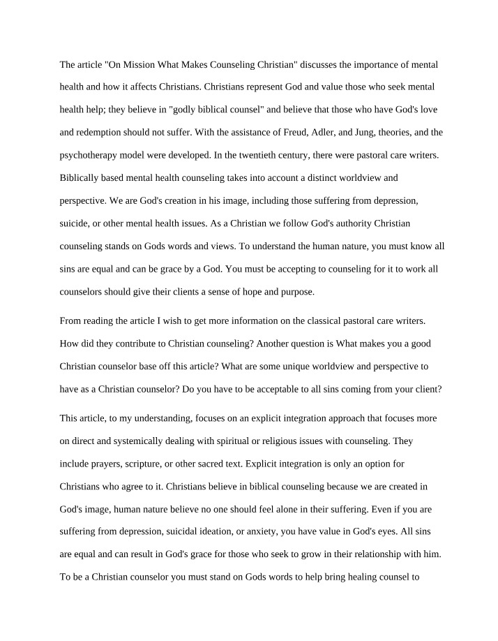 The Importance of Mental Health - A Christian Perspective
