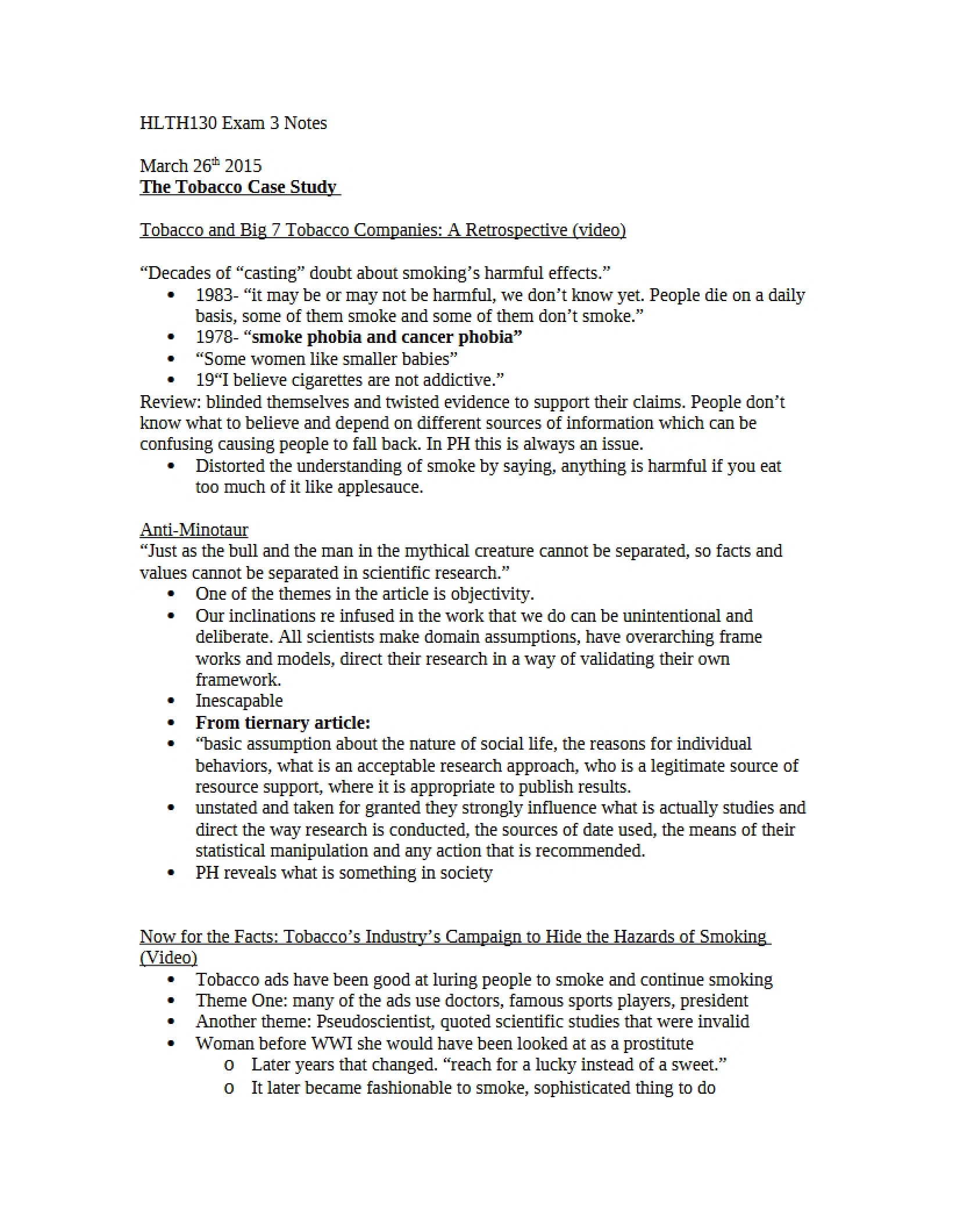 Case Study on Tobacco