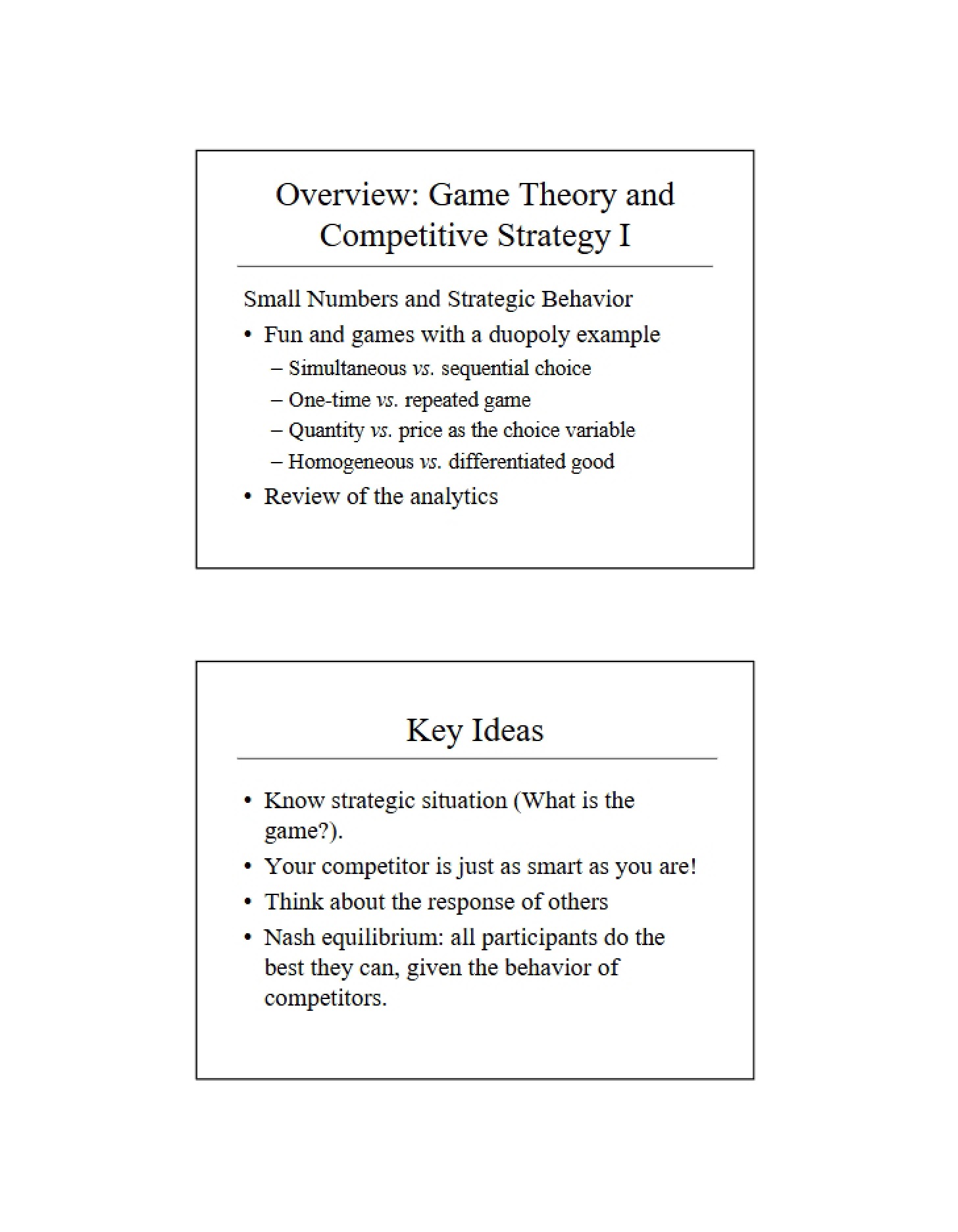 Strategy and Game Theory
