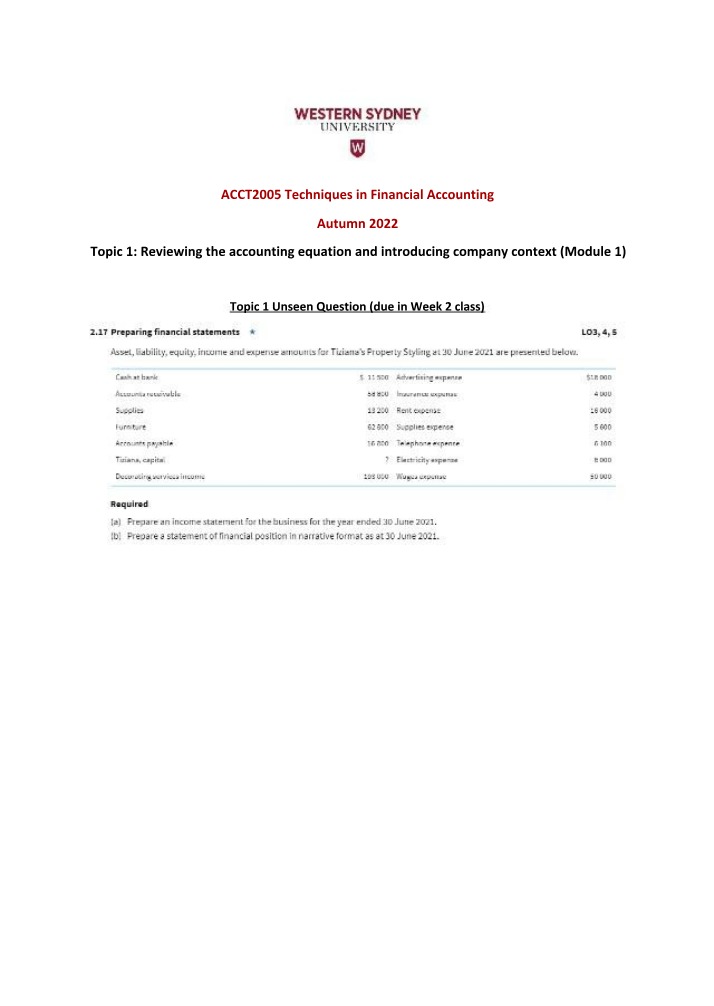 Solution for Topic 1 Unseen Question