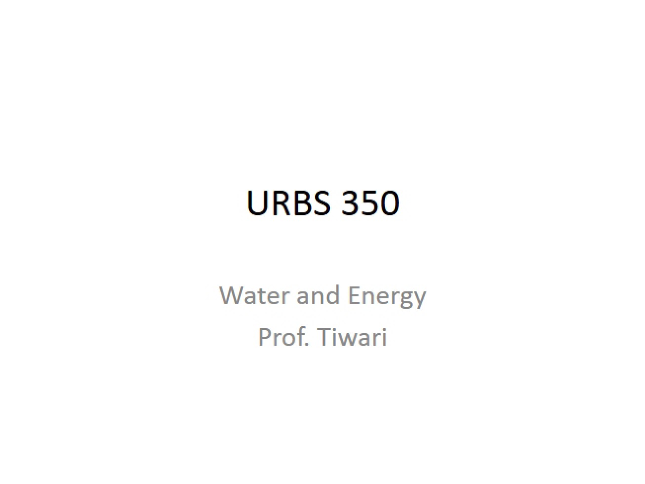 Energy and Water