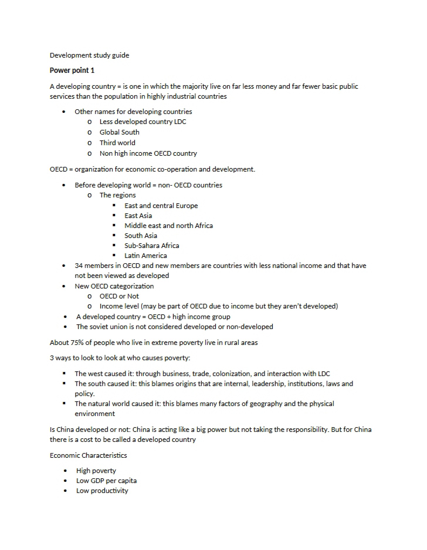 Study Guide for Development