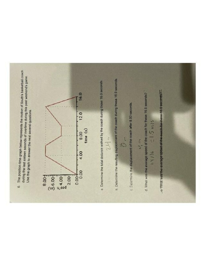 Motion of South's Basketball Coach - Distance and Displacement
