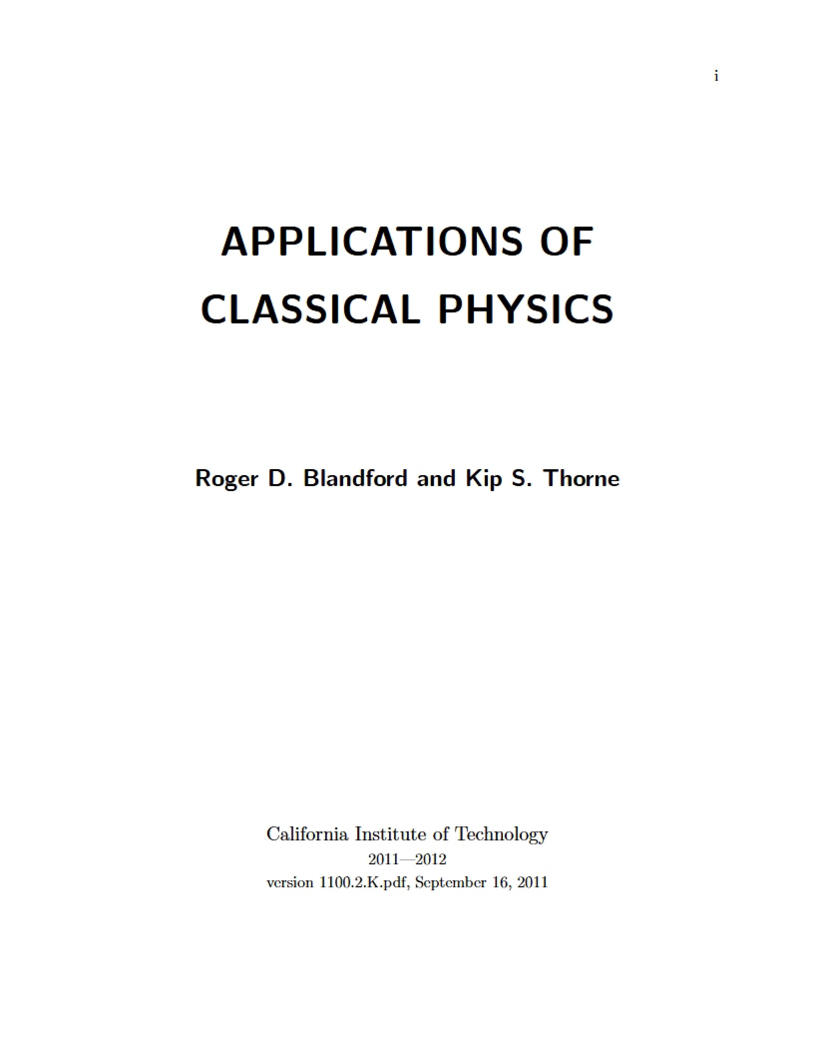 Physics Applications Classical