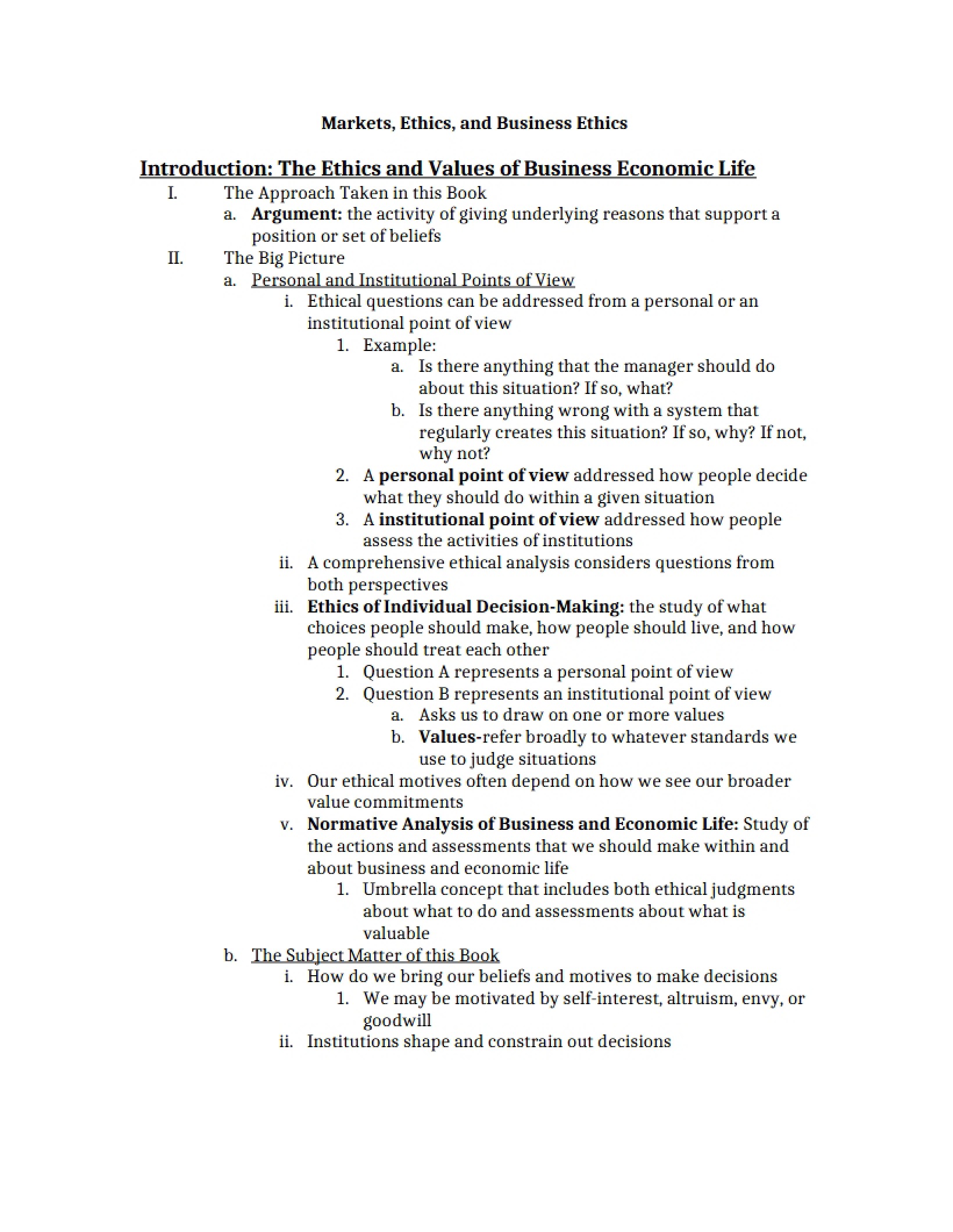 Business Ethics, Markets, and Ethics