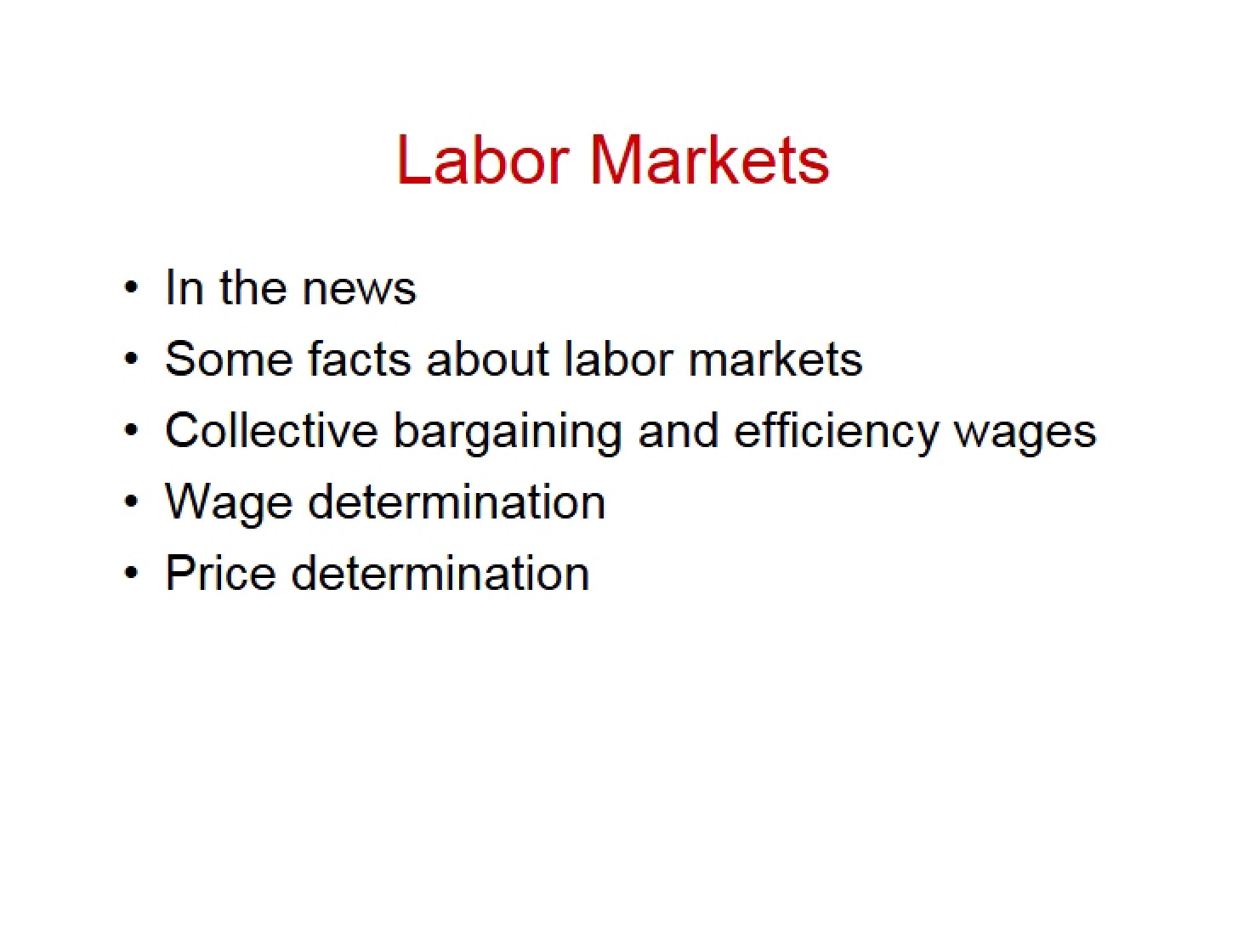 Markets for Labor