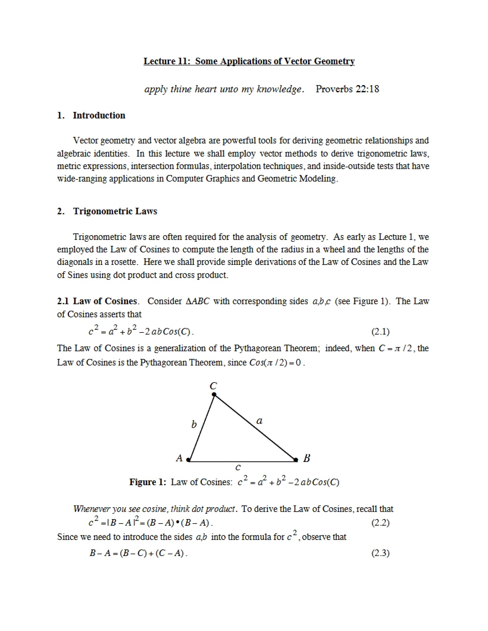 Vector Geometry Applications