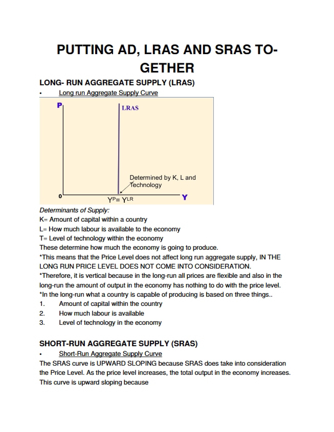 Combining AD, LRAS, and SRAS Models