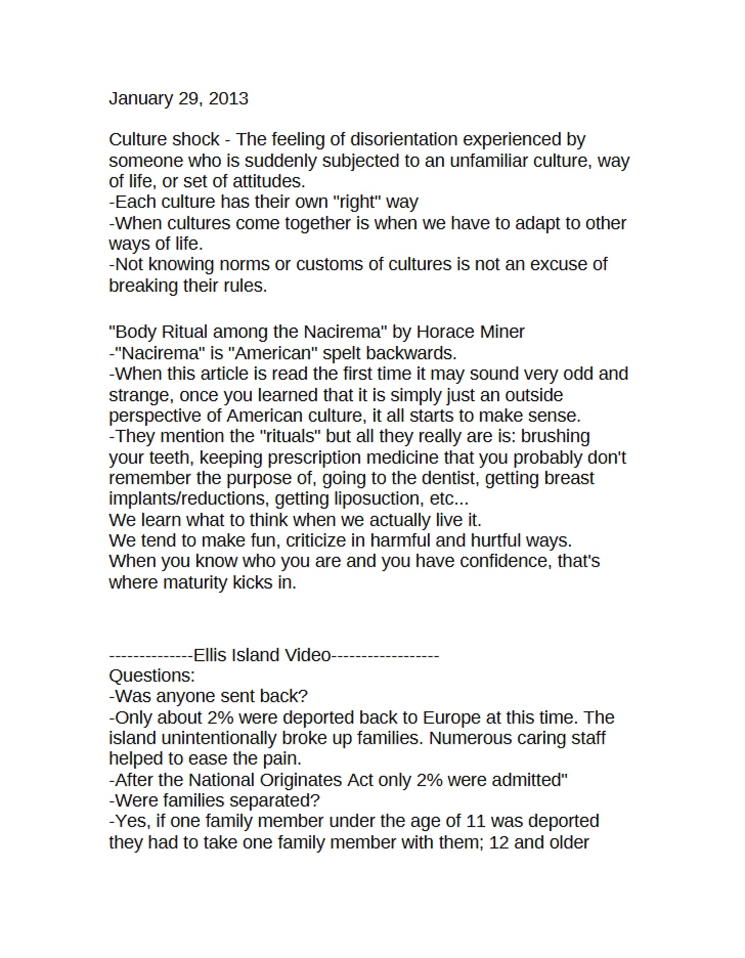 Class Notes