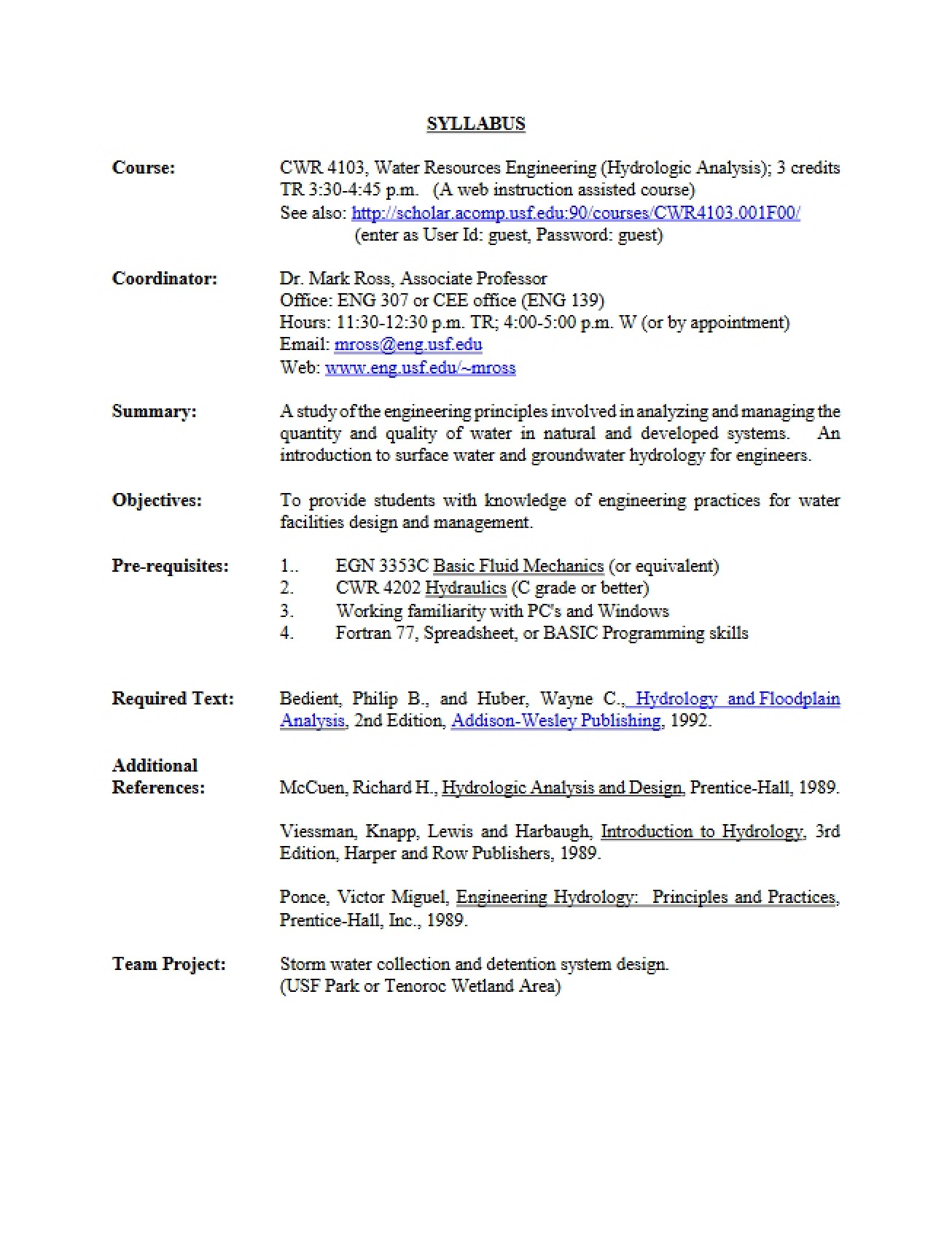Course Syllabus Document