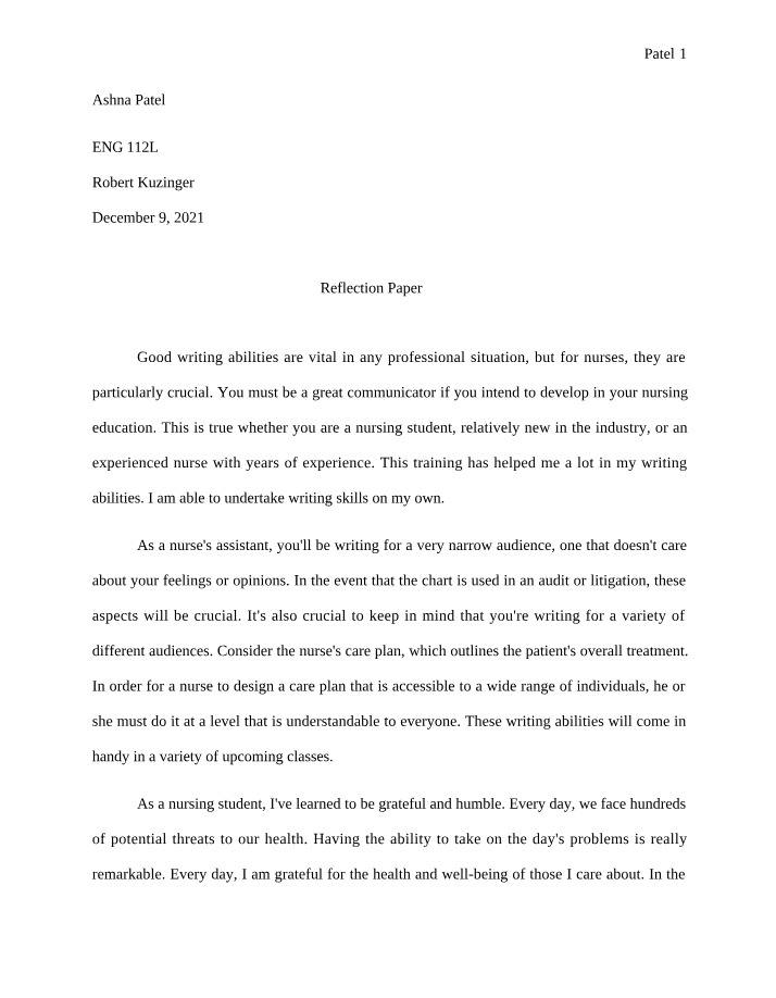 Developing Strong Writing Abilities for Nurses - Reflections