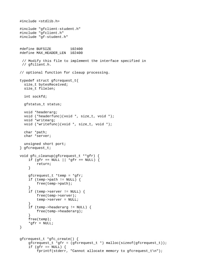 CS - Implementing gfclient