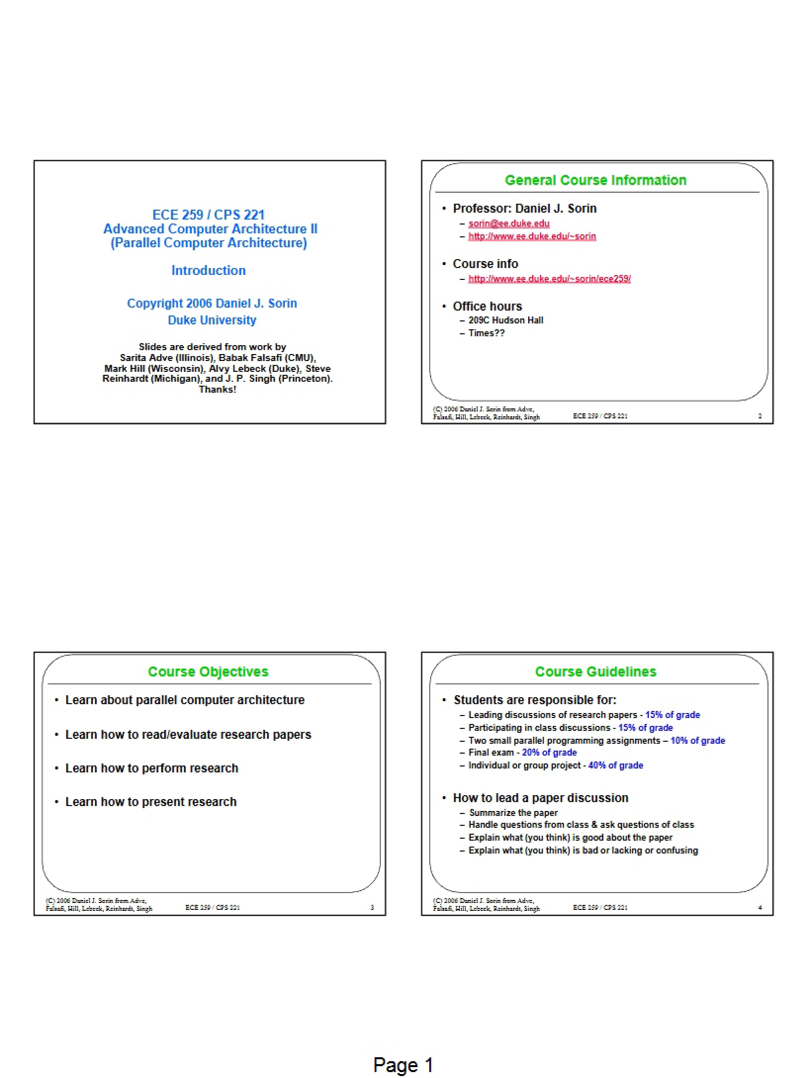 Comp Arch II Overview