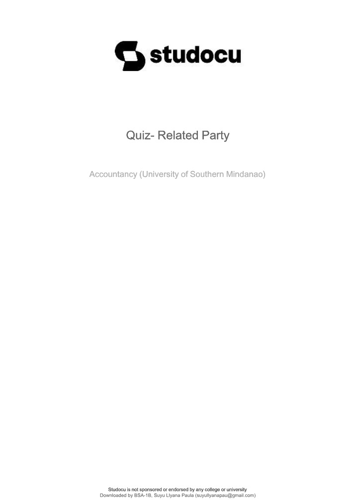 Related Party Transactions and Disclosures Quiz