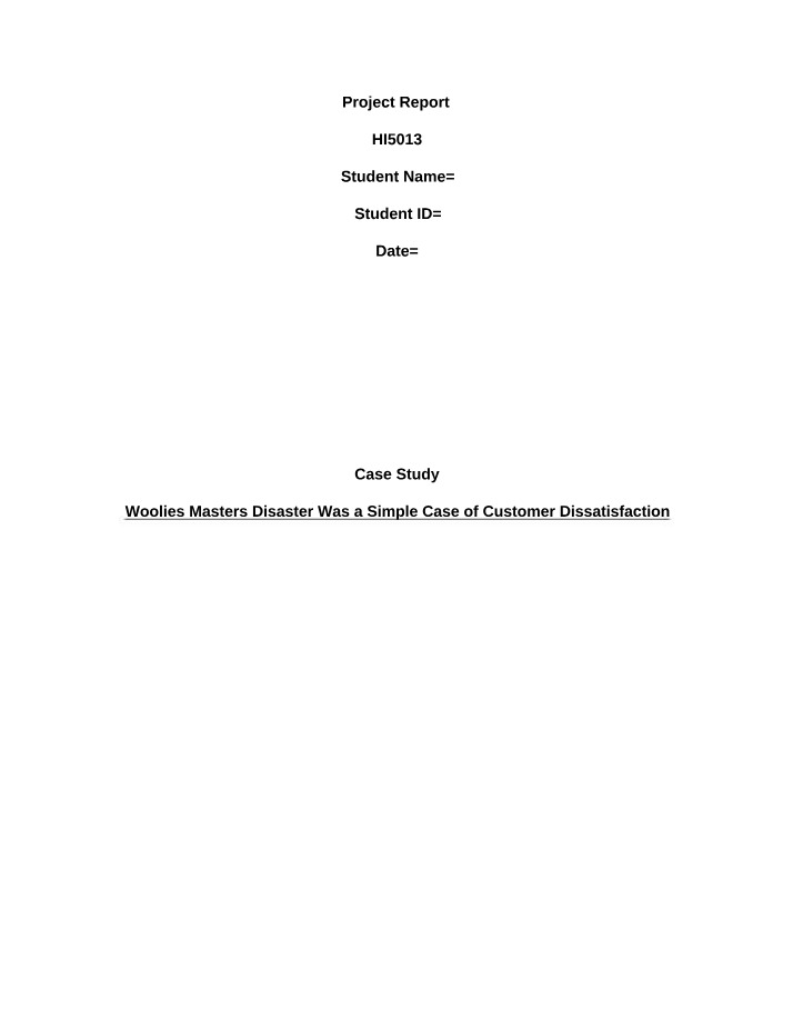 Woolies Masters Disaster - A Case of Customer Dissatisfaction