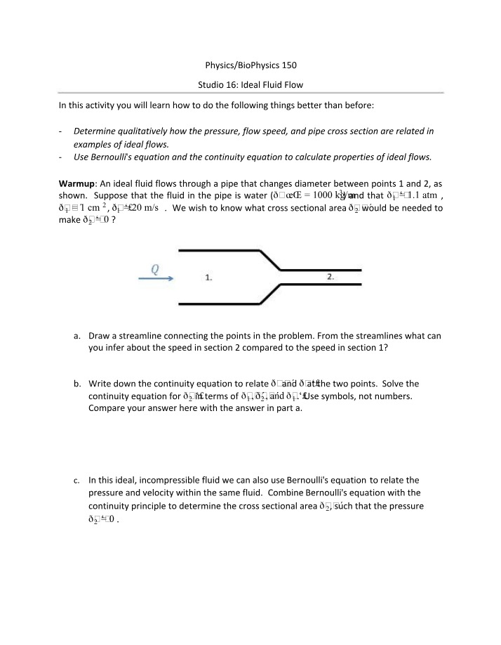 Ideal Fluid Flow and Bernoulli's Equation