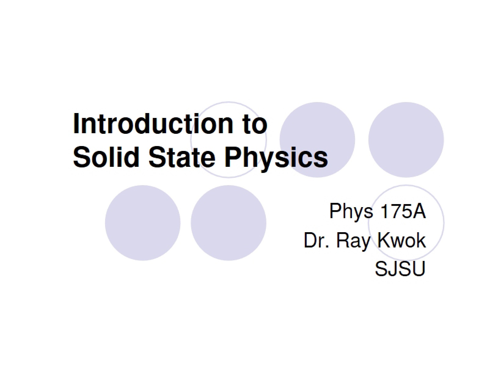 Solid State Physics Primer
