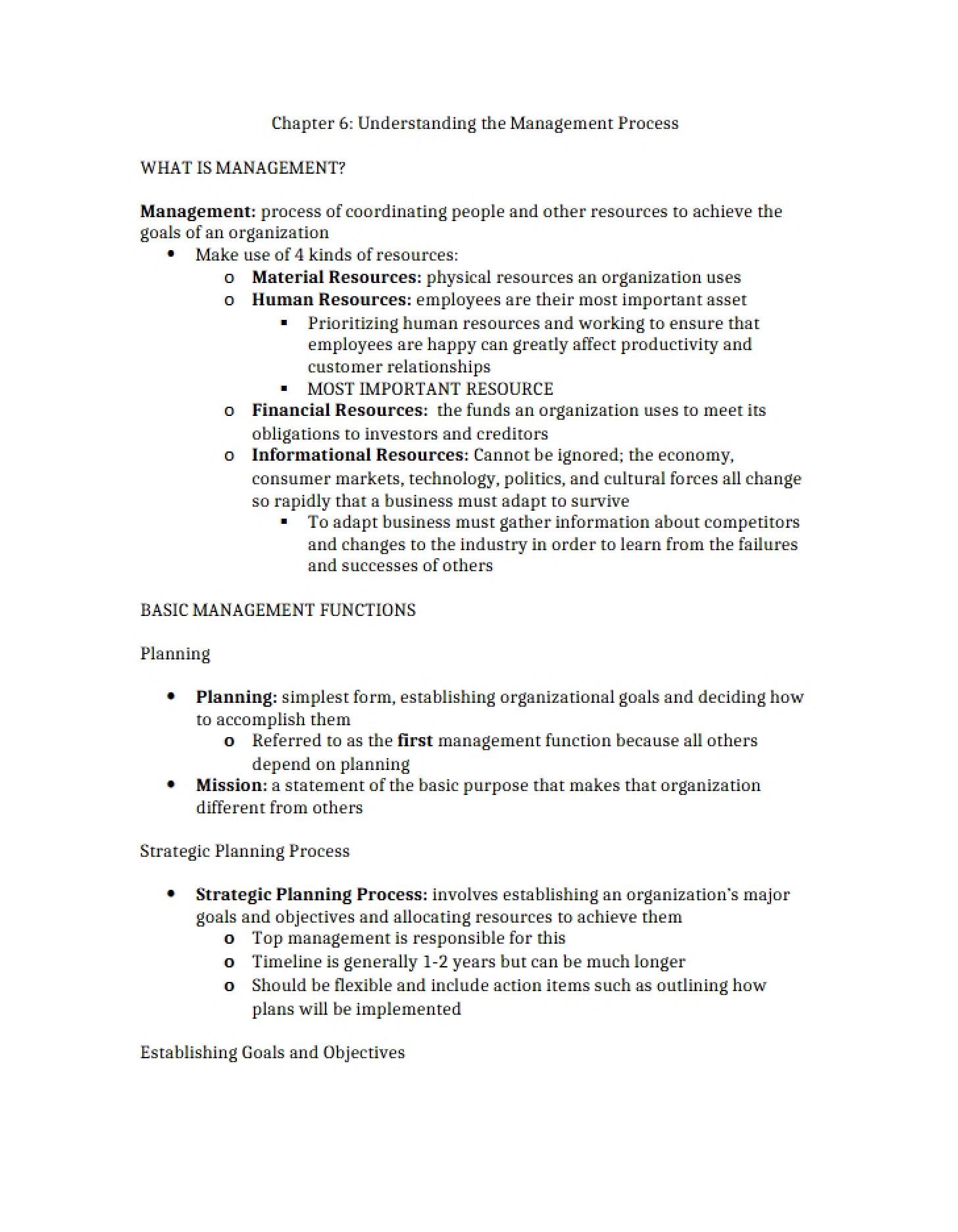 Management Process Understanding (Chapter 6)