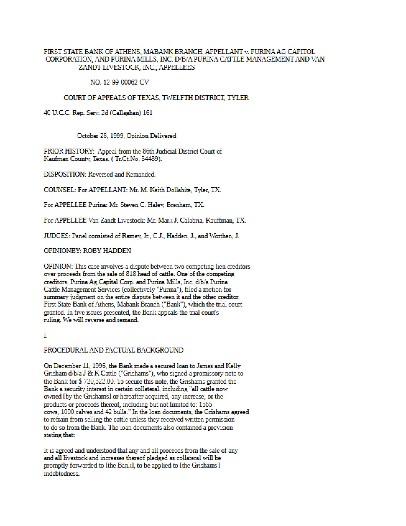 First Bank vs. Purina Case