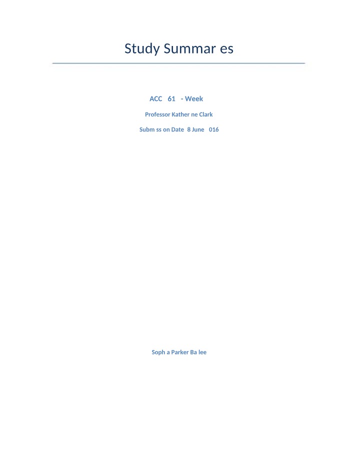 Week 7 Study Summaries - ACC 2615