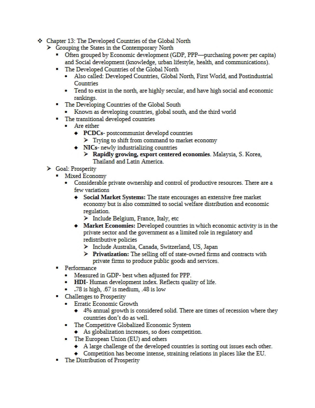 Global North Developed Countries Ch 13