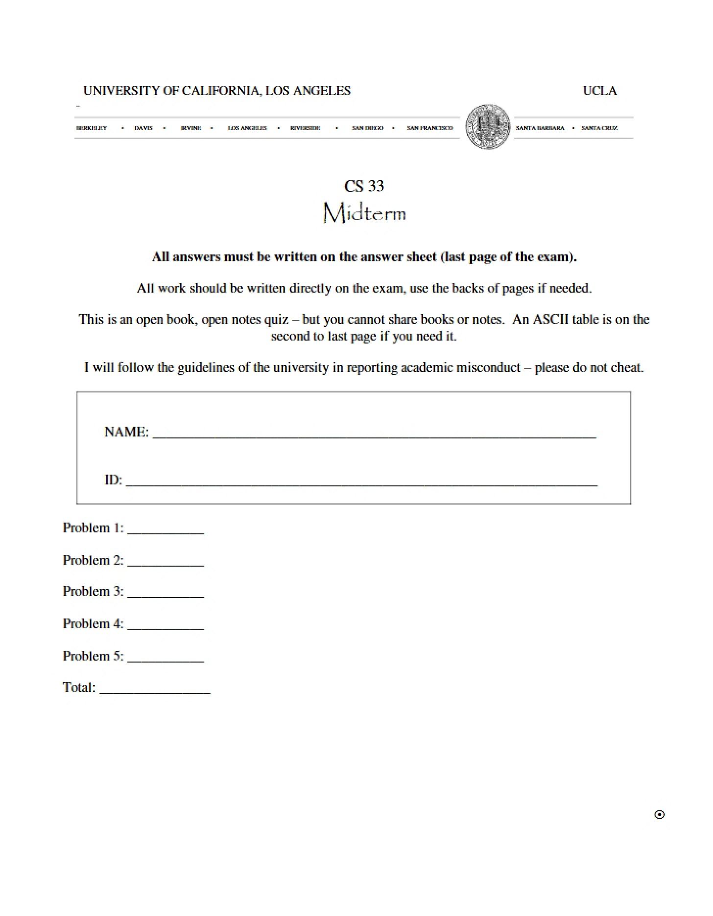 Midterm 2012 A (CS33)
