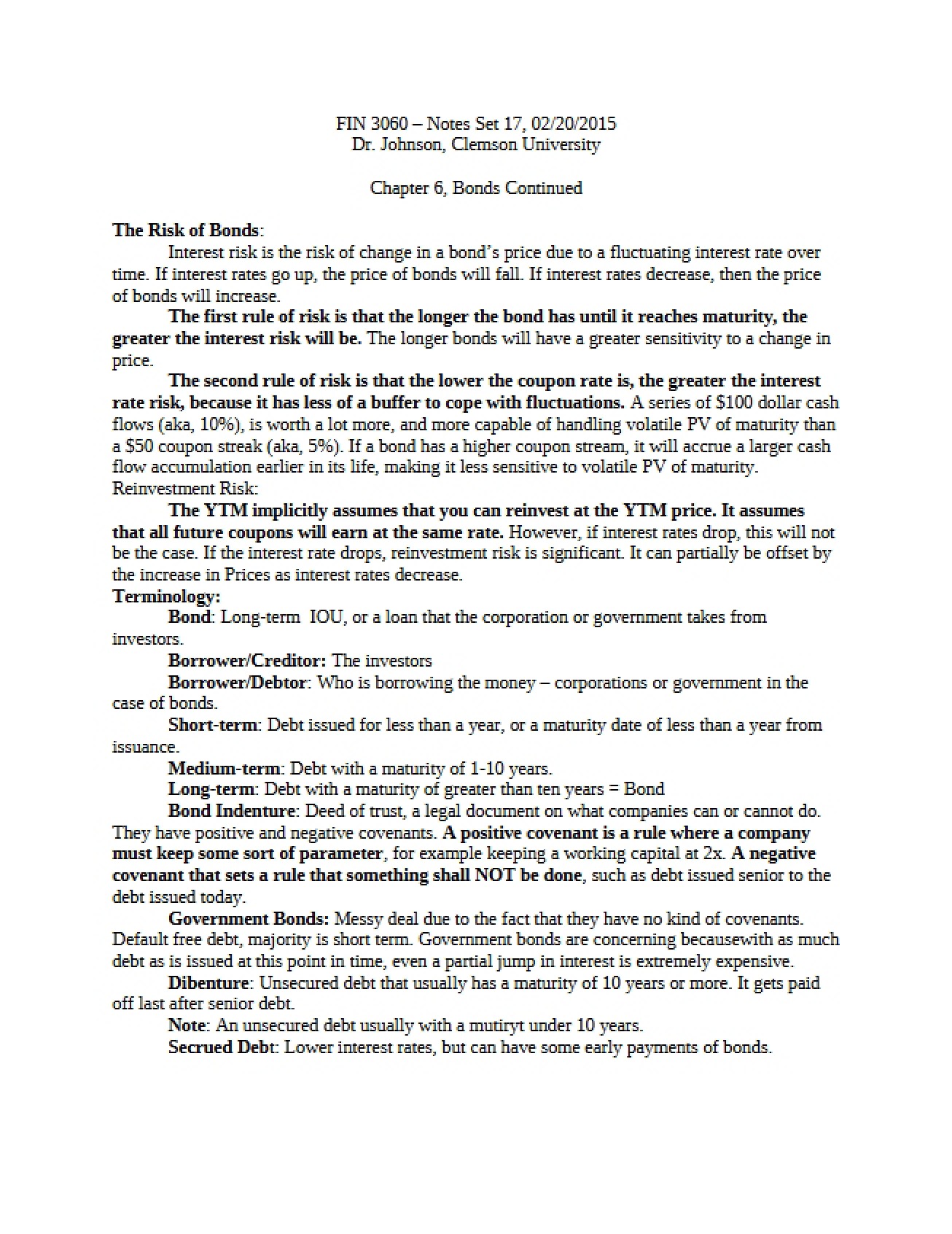 Bonds (Chapter 6)