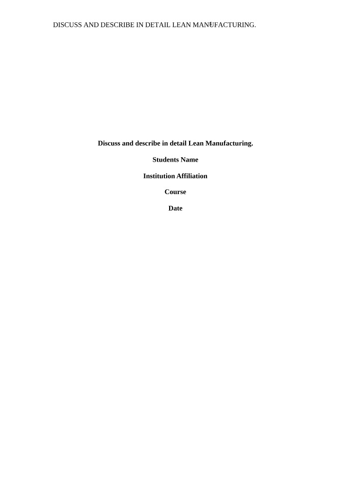 Lean Manufacturing Overview