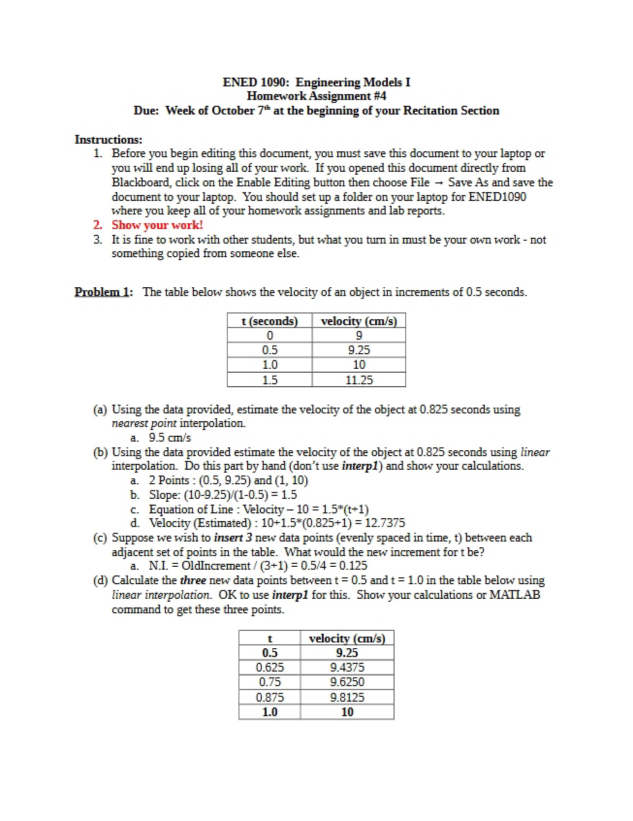 Fourth Homework for Engineering Models I