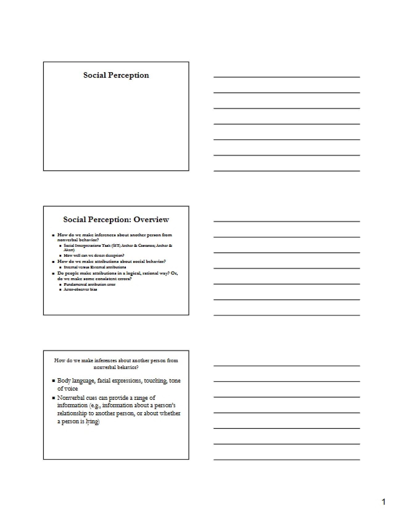 Social Perception Notes