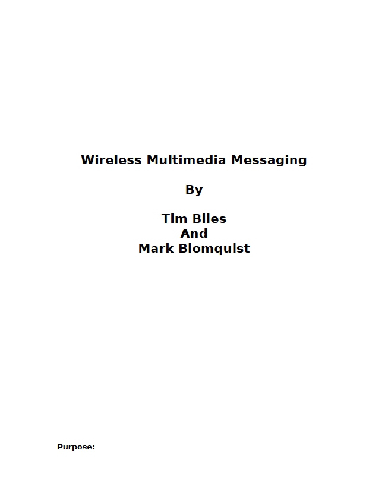 Wireless Multimedia Messaging