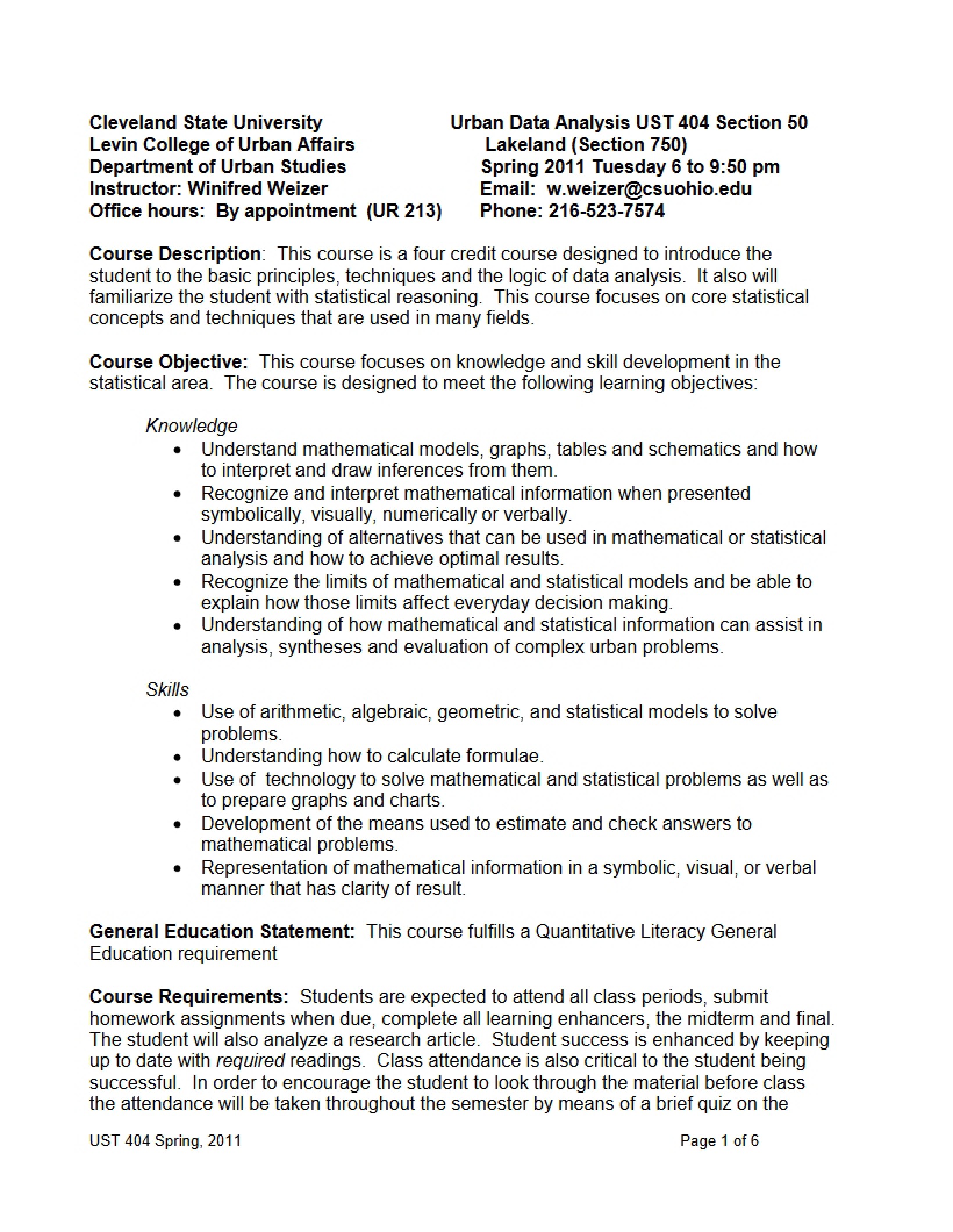Urban Data Analysis Course Overview