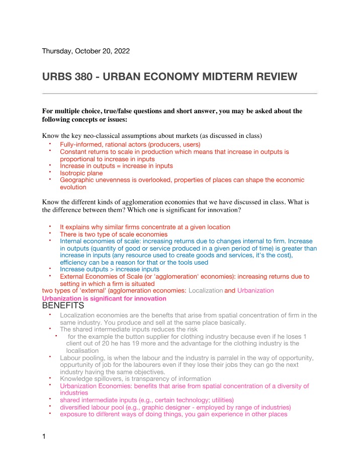 URBS380 Midterm Review