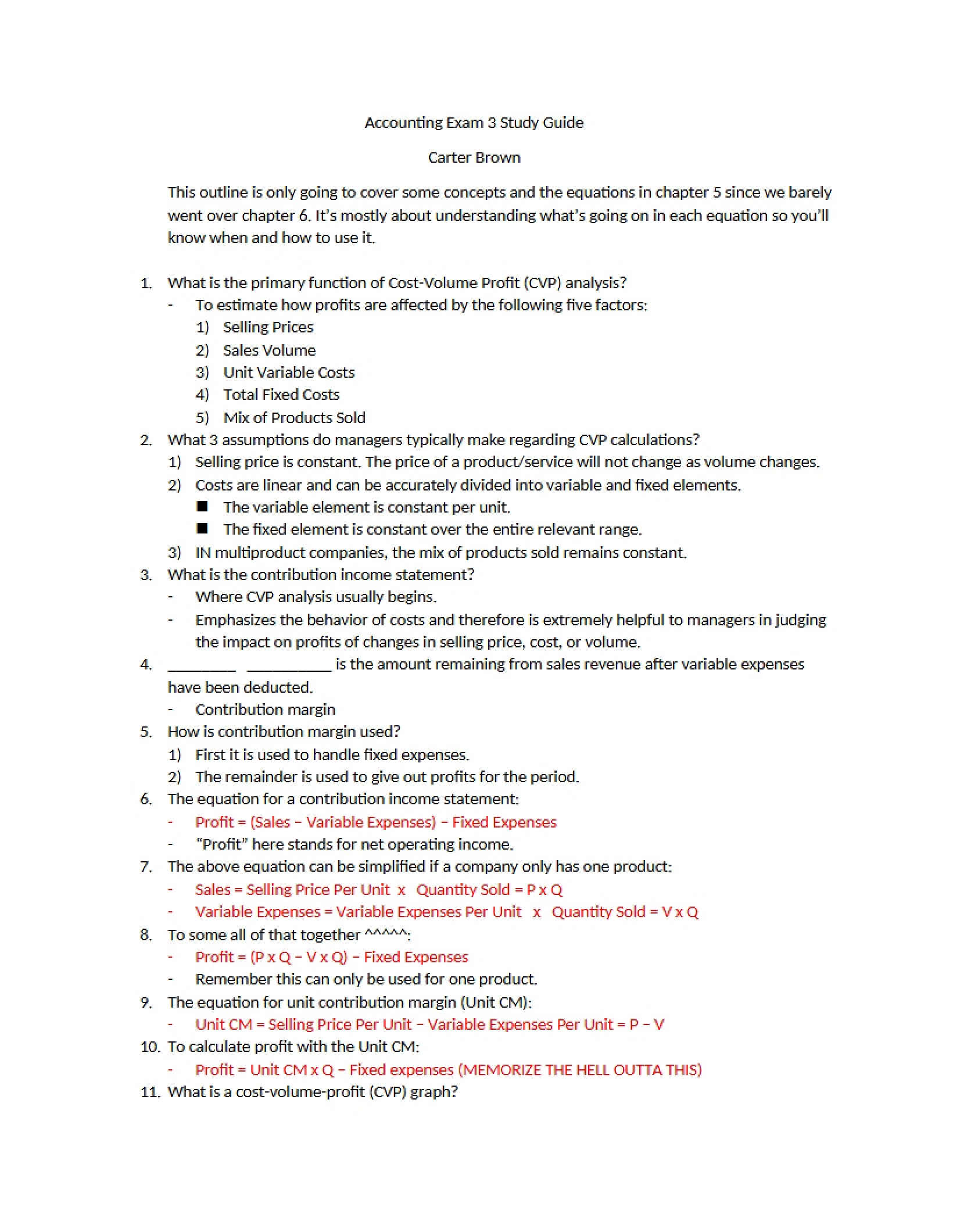 Guide for Exam Three Accounting
